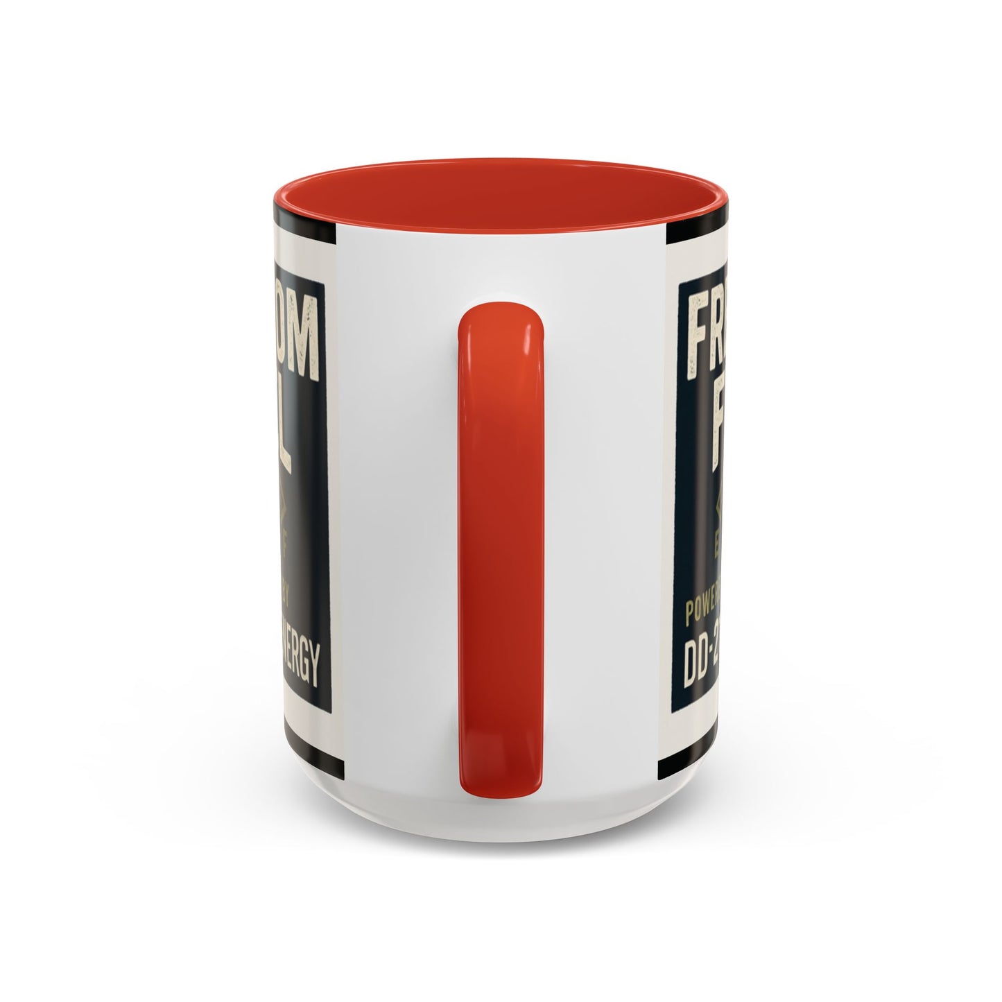 Freedom Fuel Coffee Mug - 11 & 15oz Black Accent Cup for Veterans and Energy Lovers