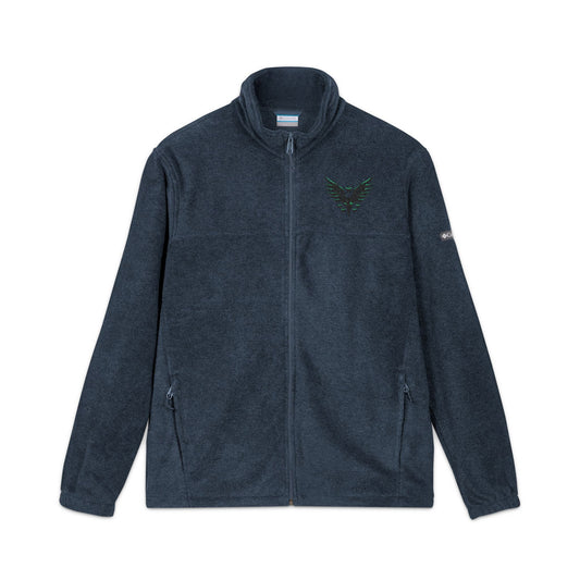 Embroidered Dark Grey Fleece Jacket — Subtle Leaf Chest Logo