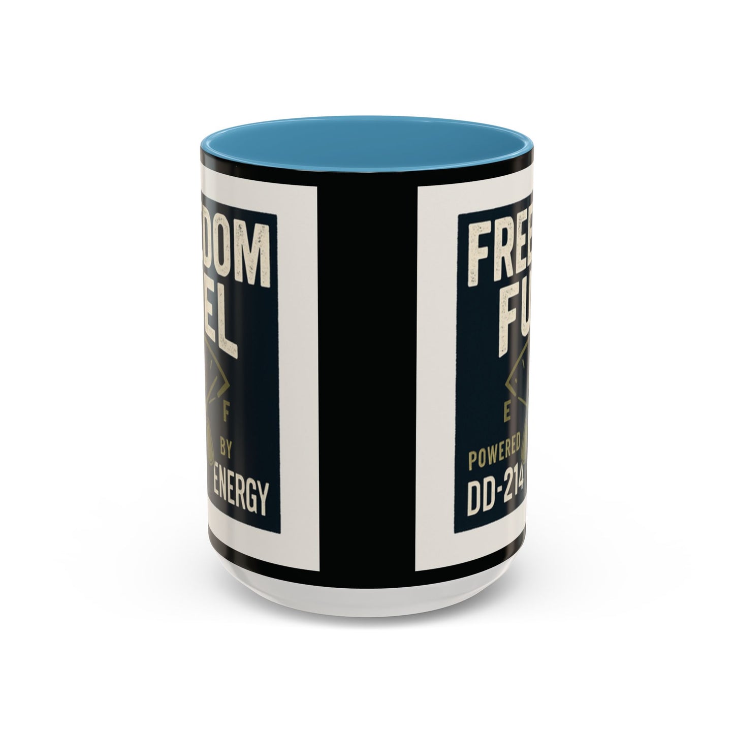 Freedom Fuel Coffee Mug - 11 & 15oz Black Accent Cup for Veterans and Energy Lovers