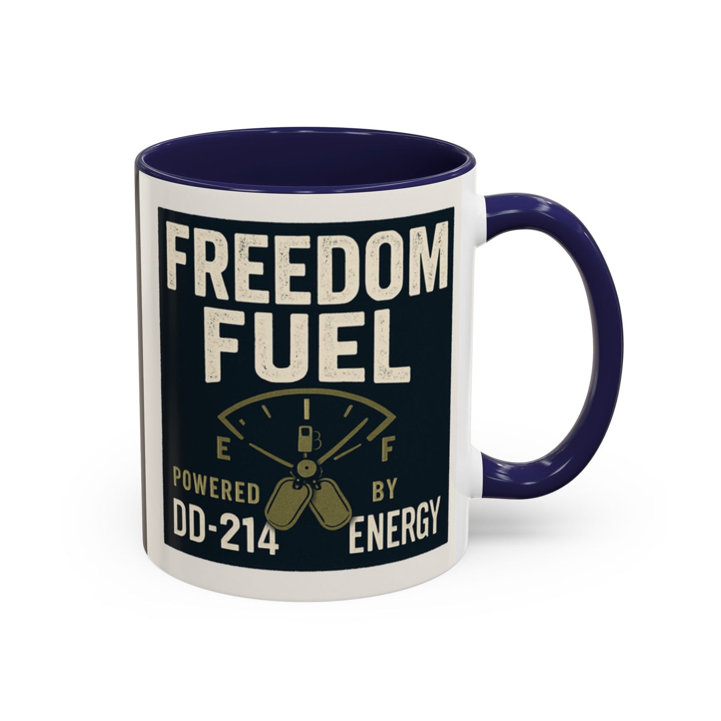 Freedom Fuel Coffee Mug - 11 & 15oz Black Accent Cup for Veterans and Energy Lovers