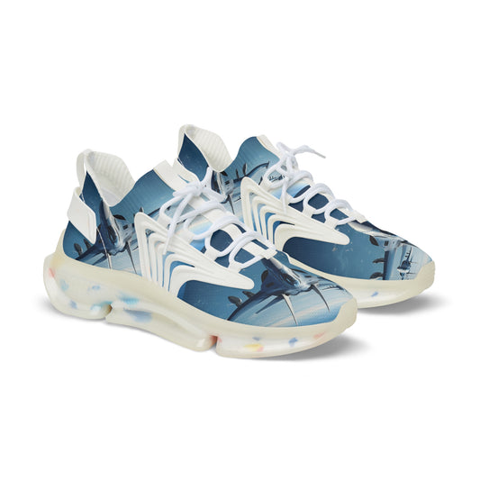 Mesh Sneakers — Men's Blue Shark Graphic Athletic Shoes