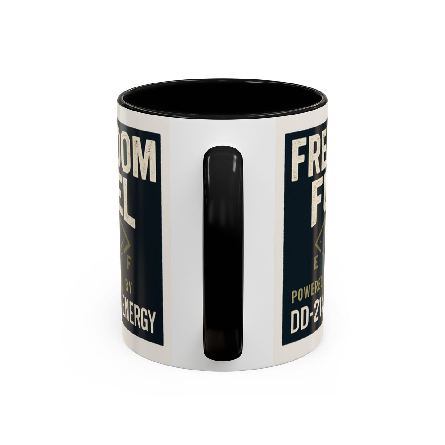 Freedom Fuel Coffee Mug - 11 & 15oz Black Accent Cup for Veterans and Energy Lovers