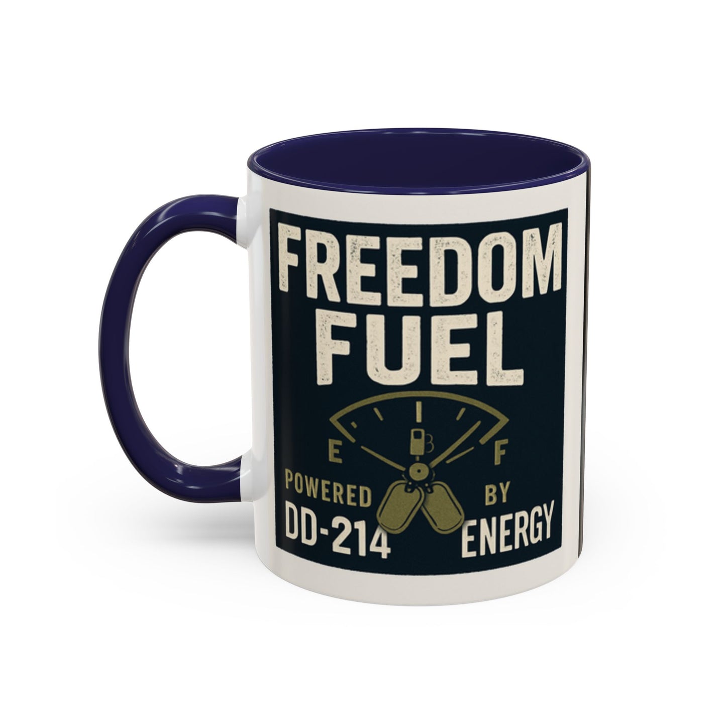 Freedom Fuel Coffee Mug - 11 & 15oz Black Accent Cup for Veterans and Energy Lovers