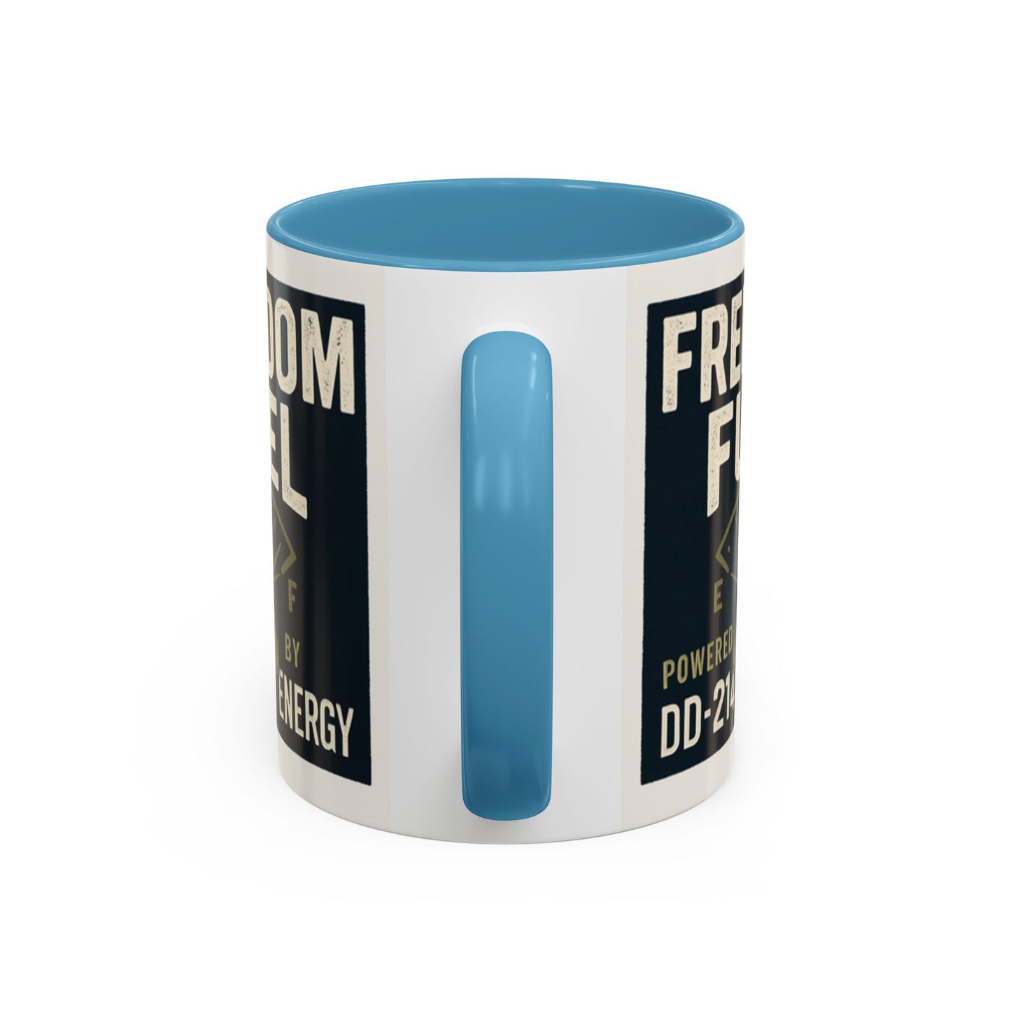 Freedom Fuel Coffee Mug - 11 & 15oz Black Accent Cup for Veterans and Energy Lovers