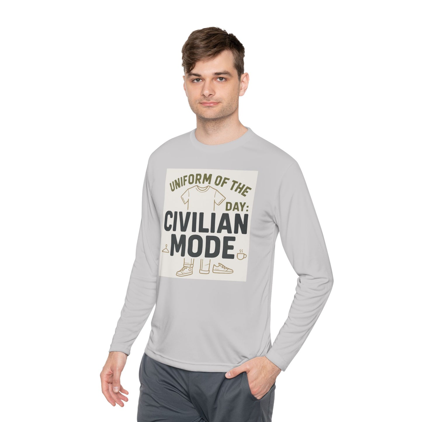 Unisex Lightweight Long Sleeve Tee - Civilian Mode Graphic T-Shirt