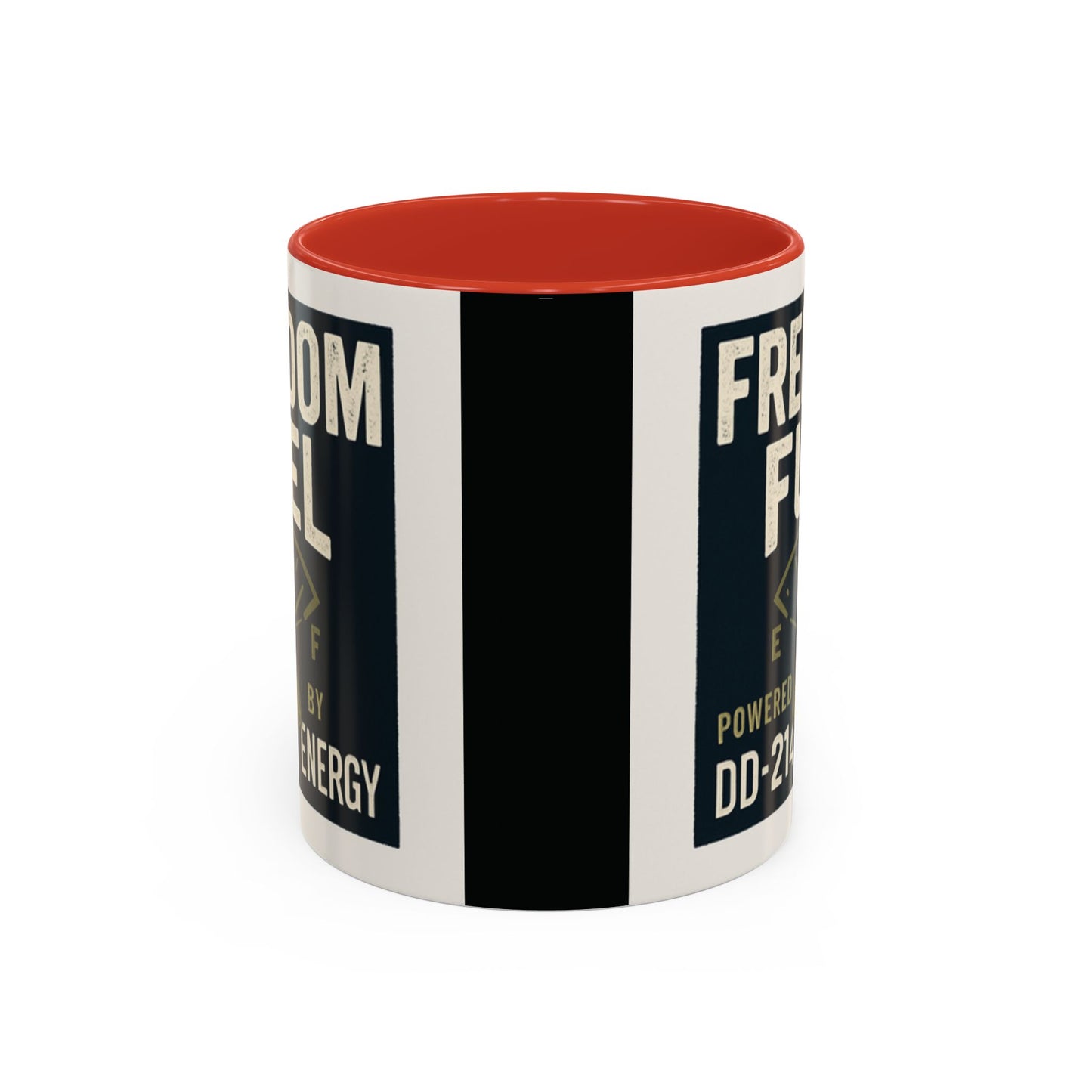 Freedom Fuel Coffee Mug - 11 & 15oz Black Accent Cup for Veterans and Energy Lovers