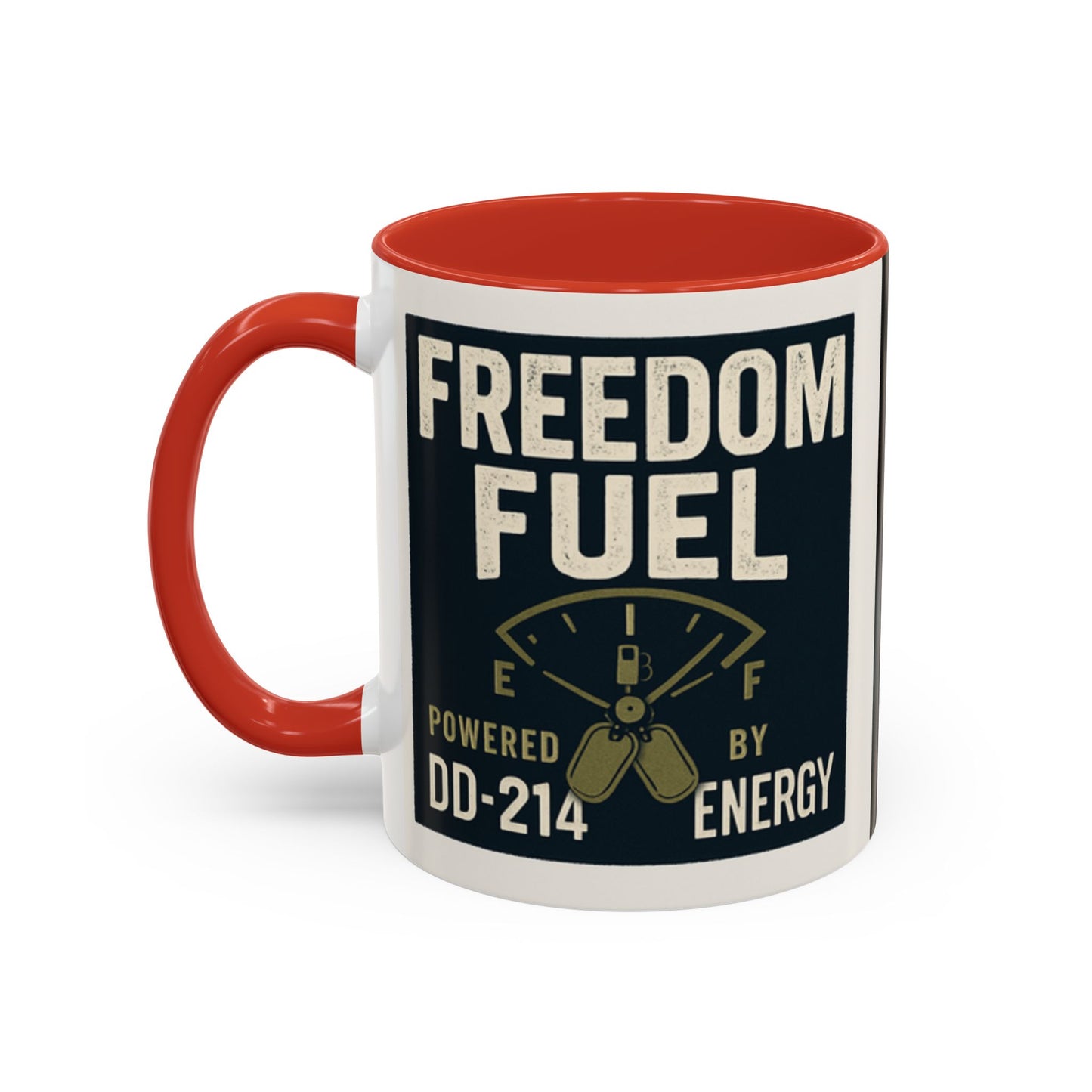 Freedom Fuel Coffee Mug - 11 & 15oz Black Accent Cup for Veterans and Energy Lovers