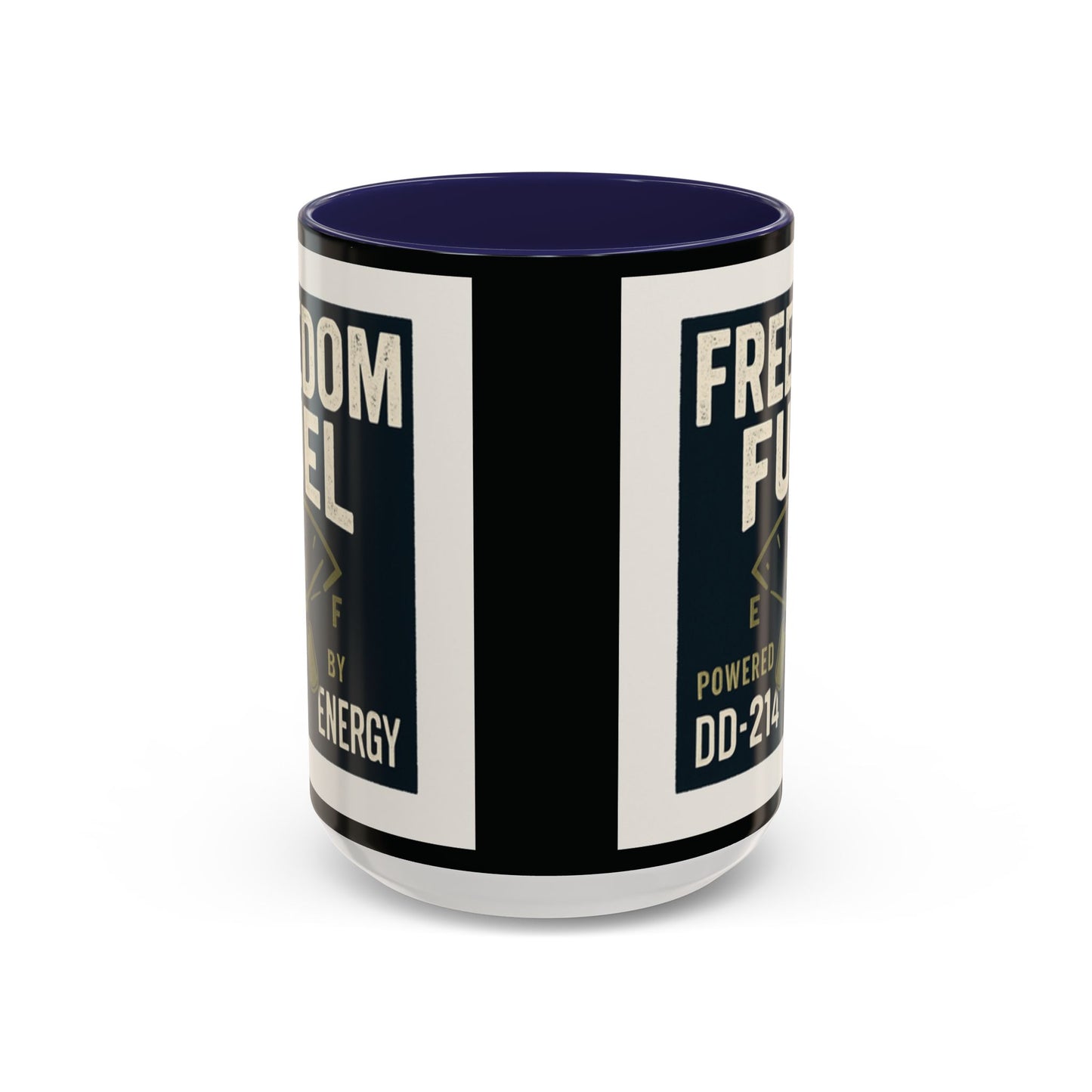 Freedom Fuel Coffee Mug - 11 & 15oz Black Accent Cup for Veterans and Energy Lovers