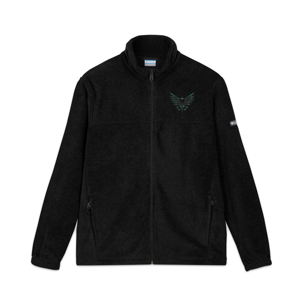 Embroidered Dark Grey Fleece Jacket — Subtle Leaf Chest Logo