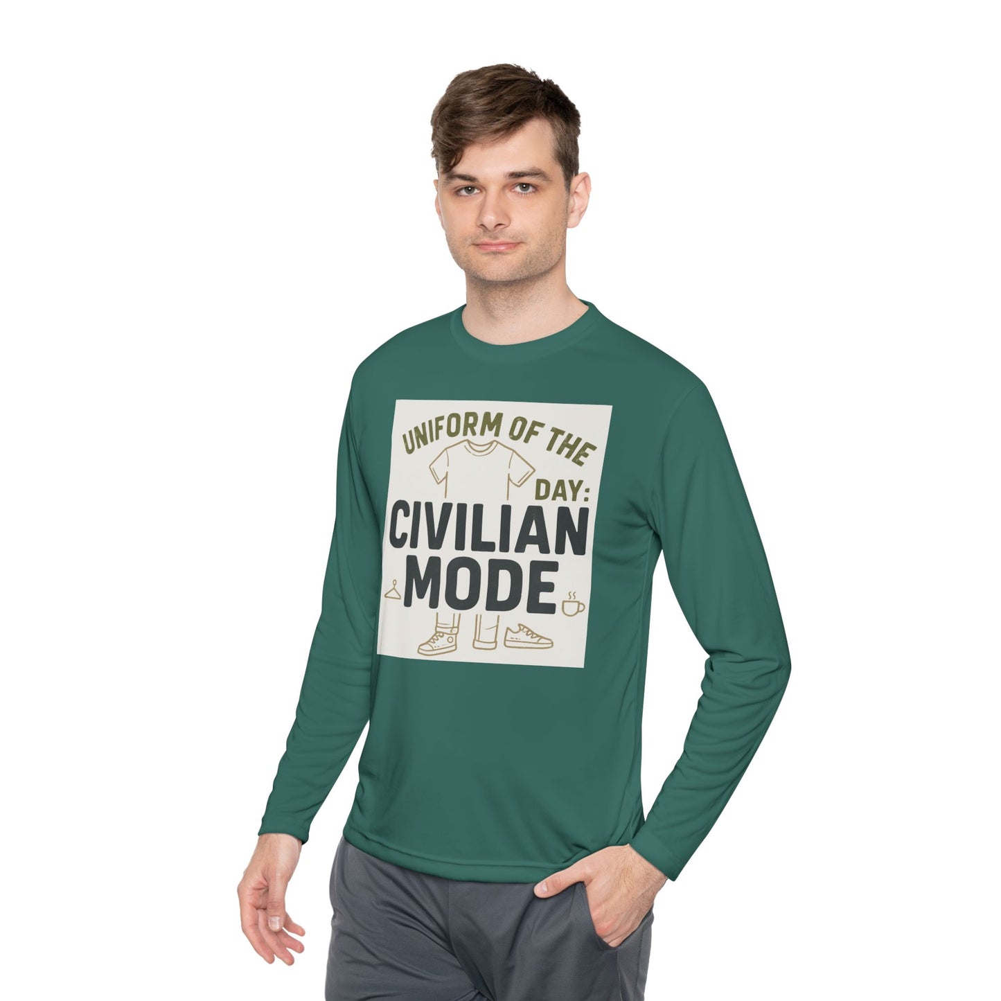 Unisex Lightweight Long Sleeve Tee - Civilian Mode Graphic T-Shirt