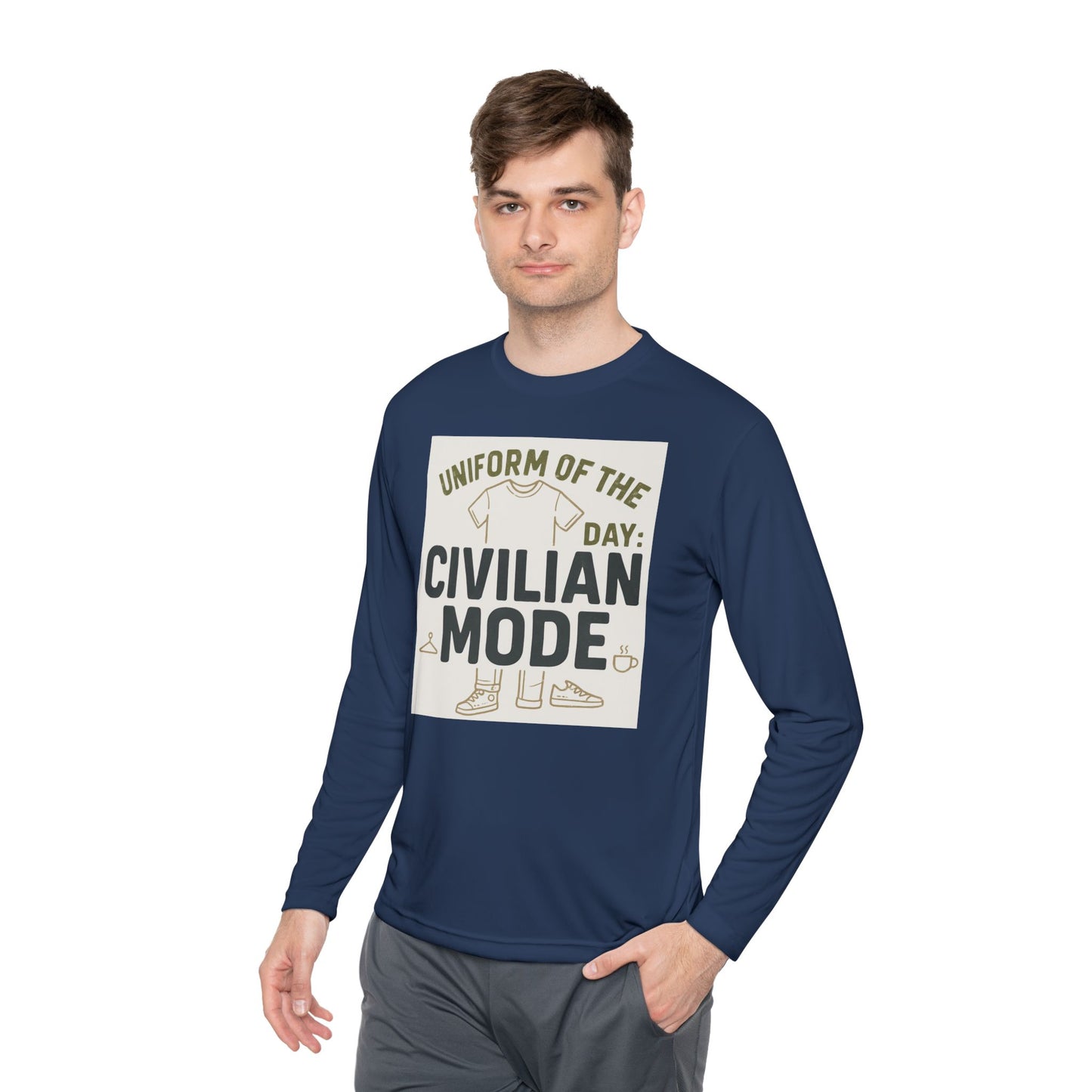 Unisex Lightweight Long Sleeve Tee - Civilian Mode Graphic T-Shirt