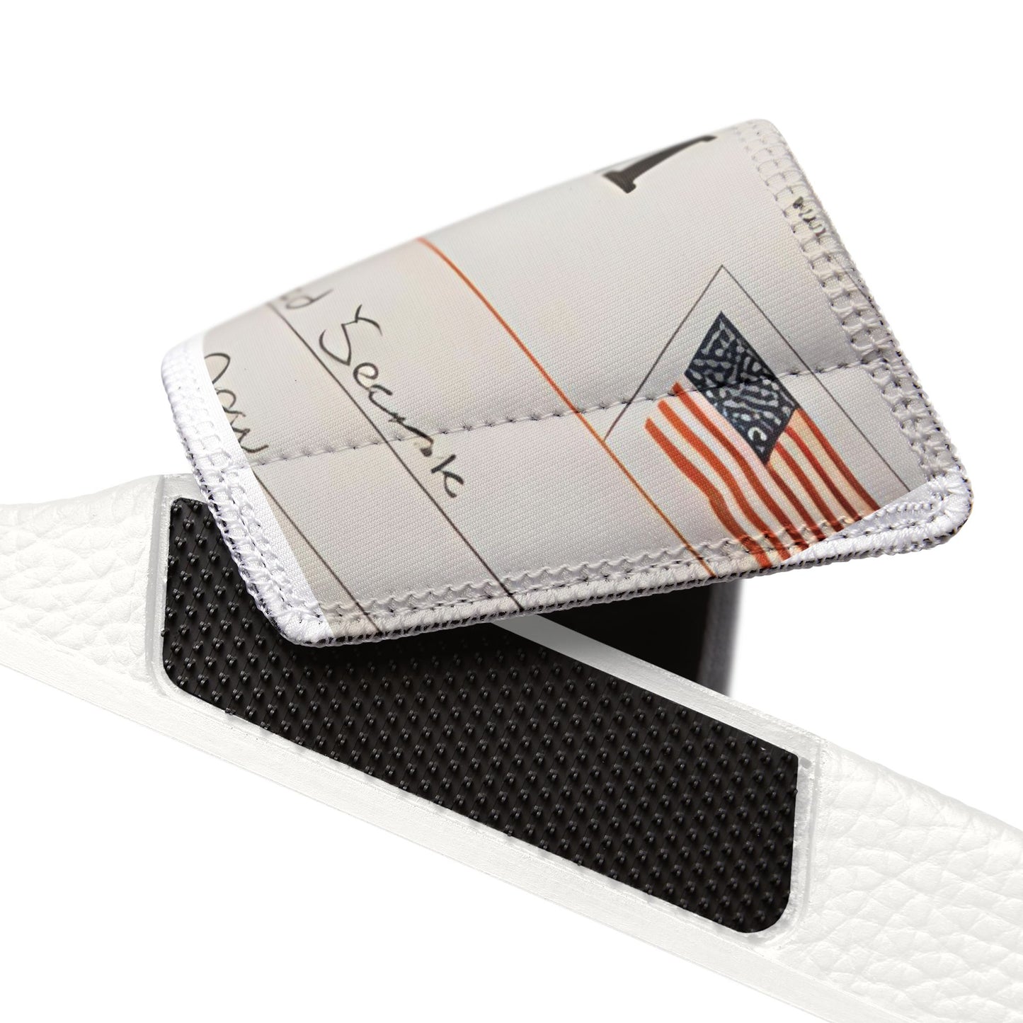 Freedom Unconfirmed Men's Slide Sandals — Removable Strap, Newspaper Print