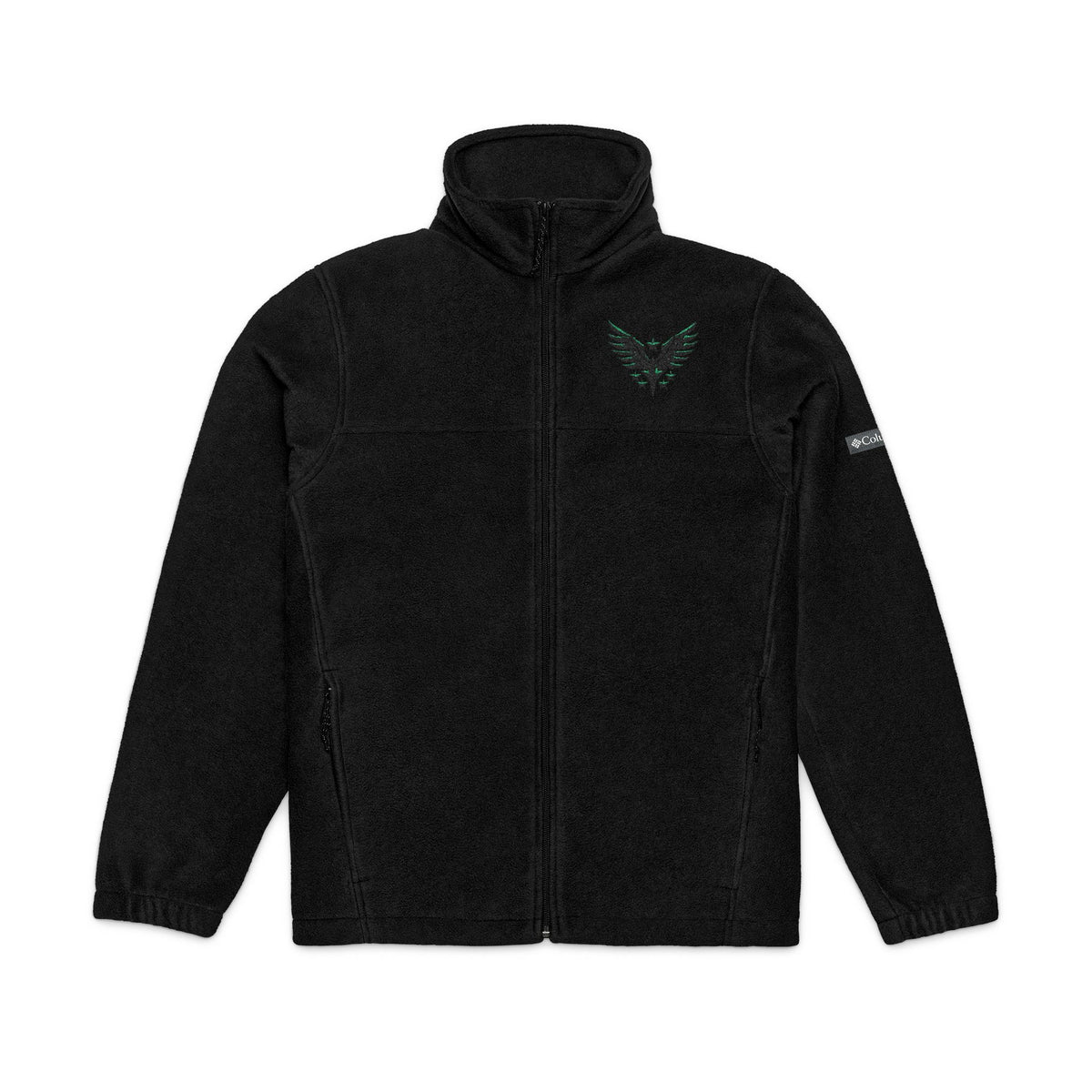 Embroidered Dark Grey Fleece Jacket — Subtle Leaf Chest Logo