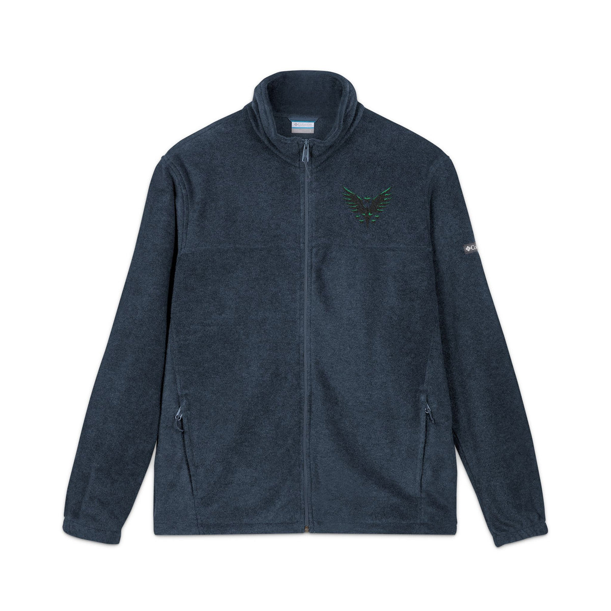 Embroidered Dark Grey Fleece Jacket — Subtle Leaf Chest Logo