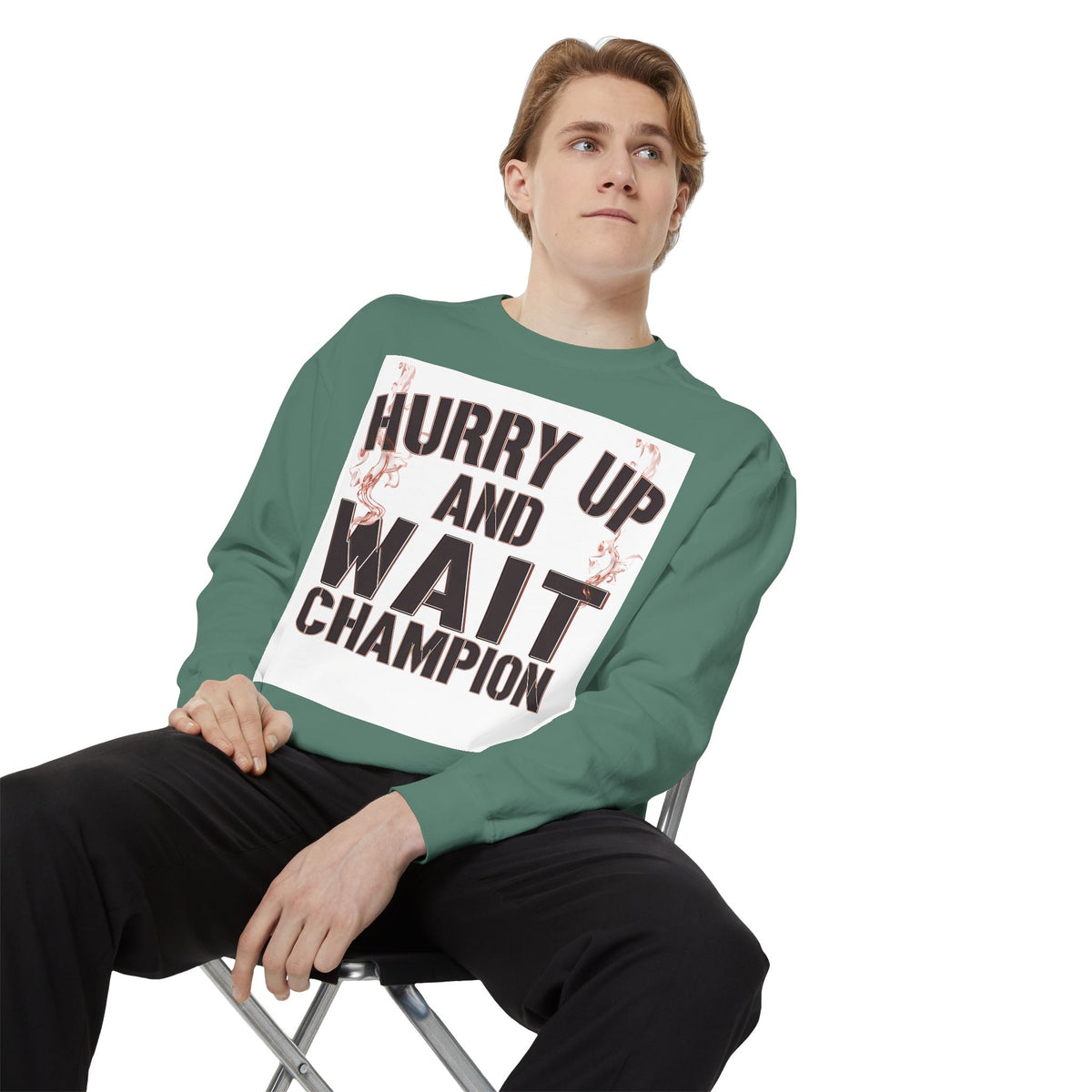 Hurry Up and Wait Sweatshirt — Vintage Camp Champion Crewneck