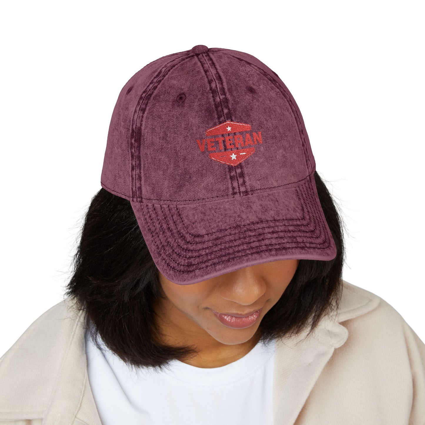 Veteran Kiss Embroidered Vintage Cap