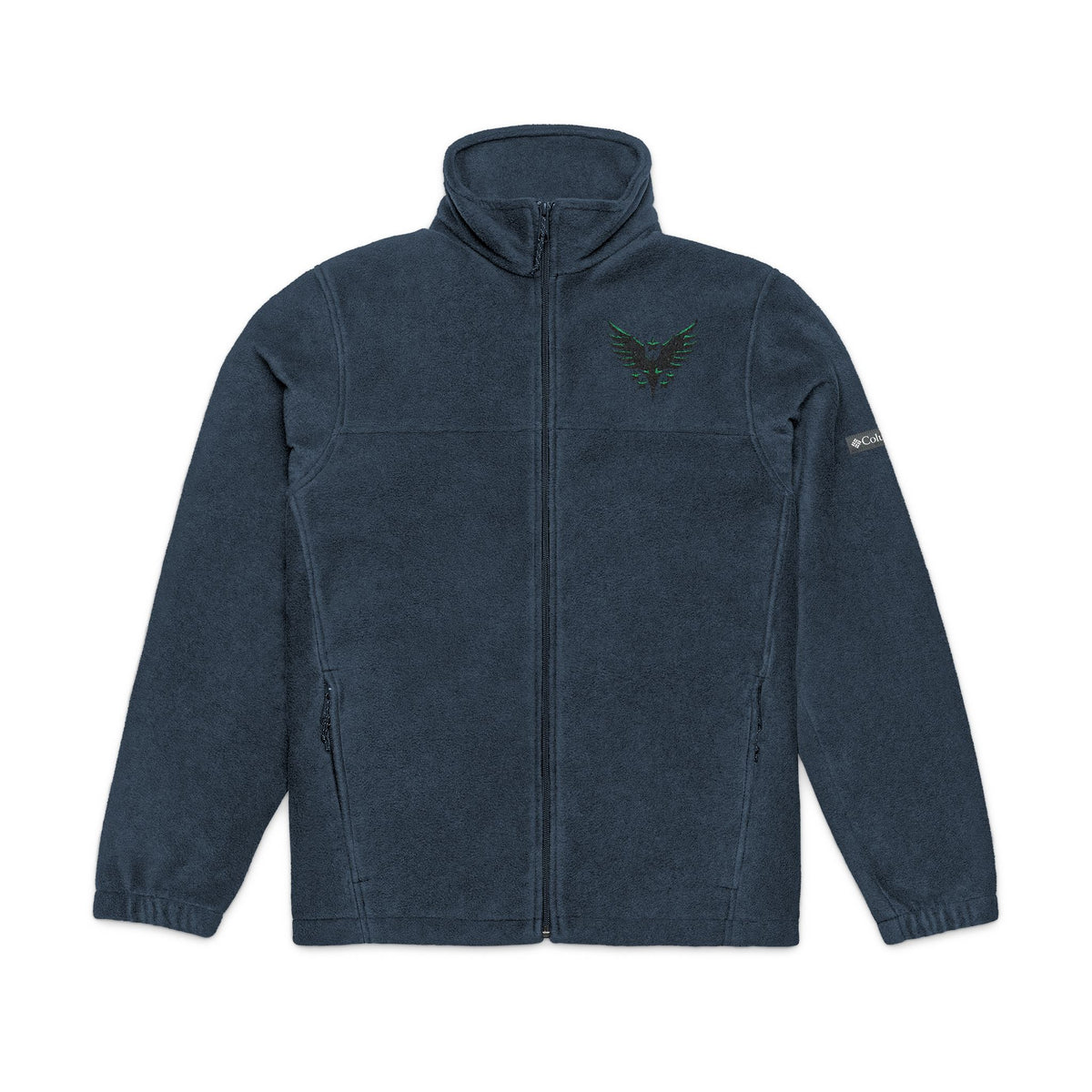 Embroidered Dark Grey Fleece Jacket — Subtle Leaf Chest Logo