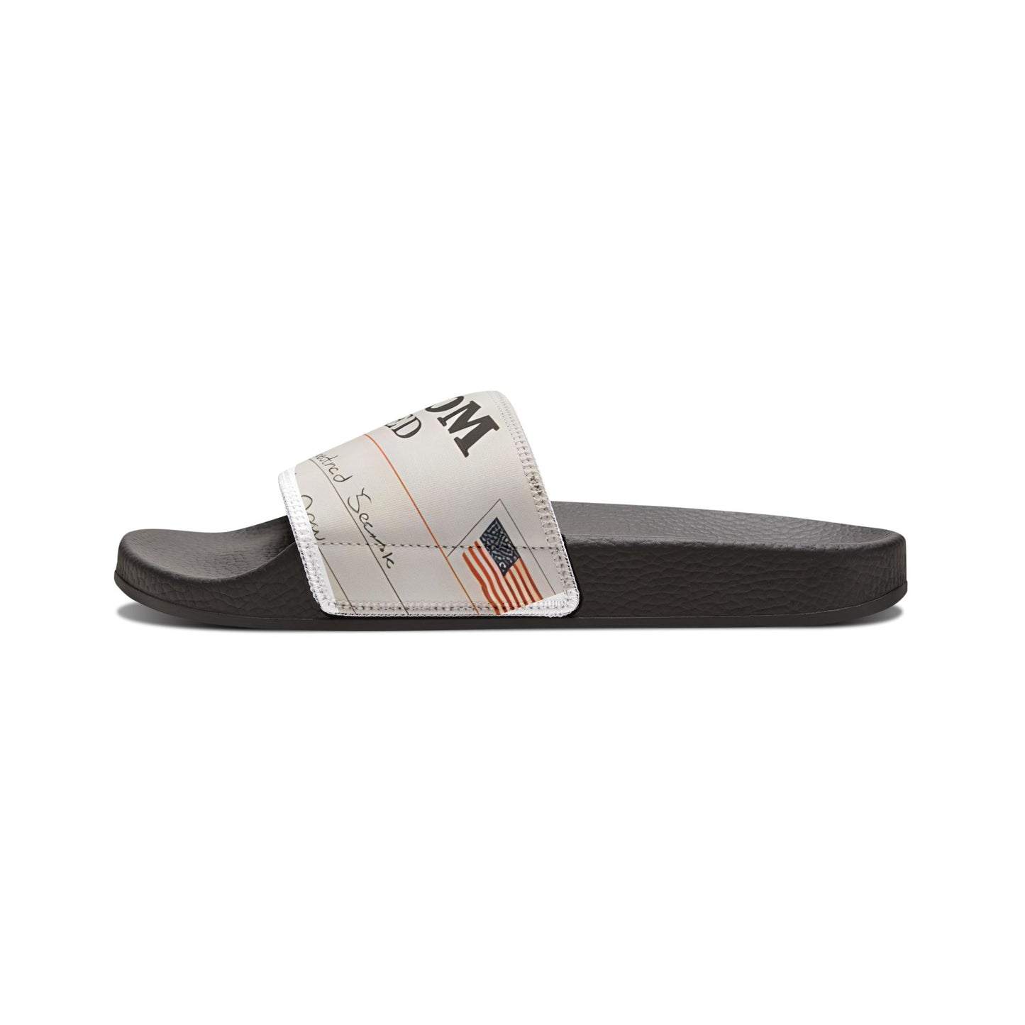 Freedom Unconfirmed Men's Slide Sandals — Removable Strap, Newspaper Print