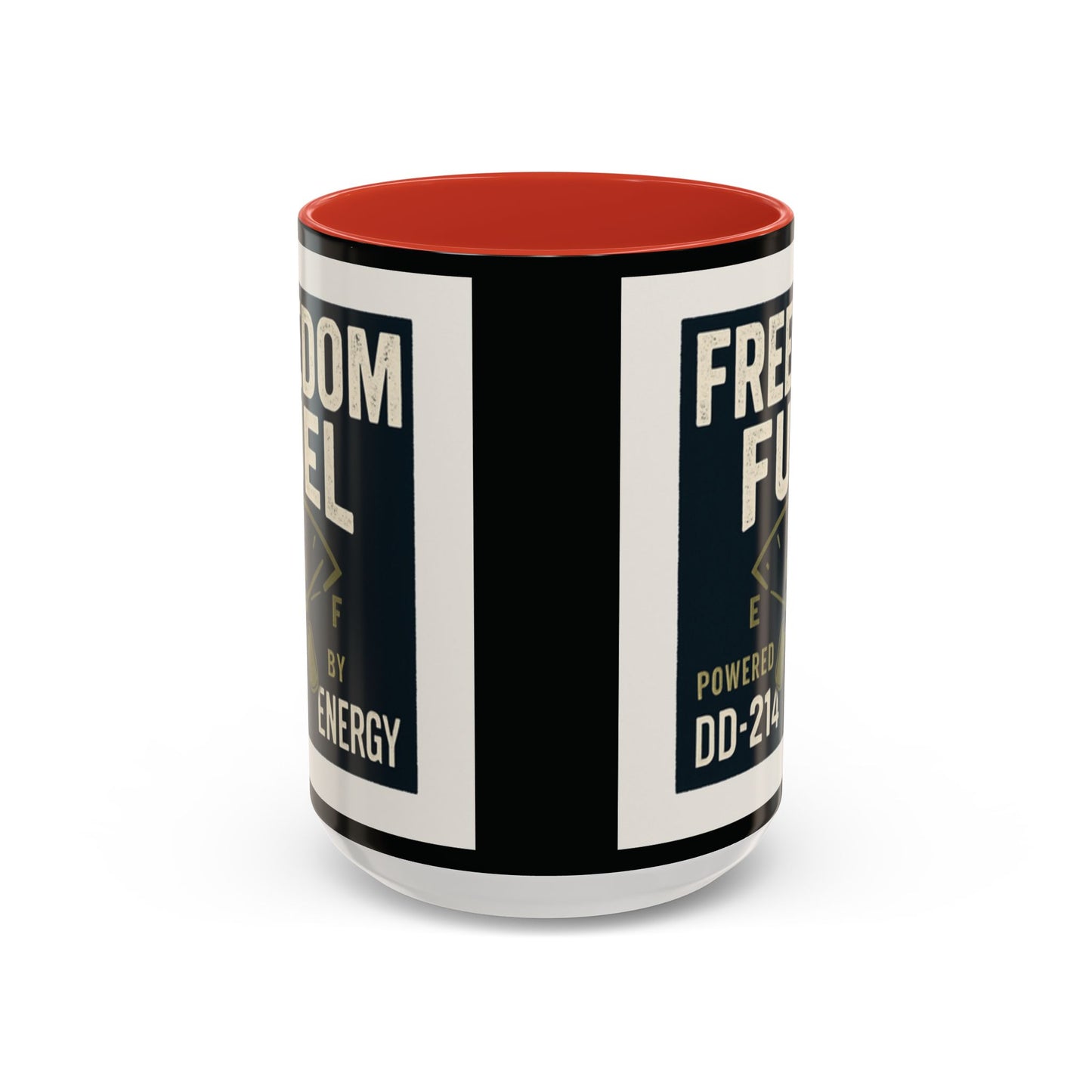 Freedom Fuel Coffee Mug - 11 & 15oz Black Accent Cup for Veterans and Energy Lovers
