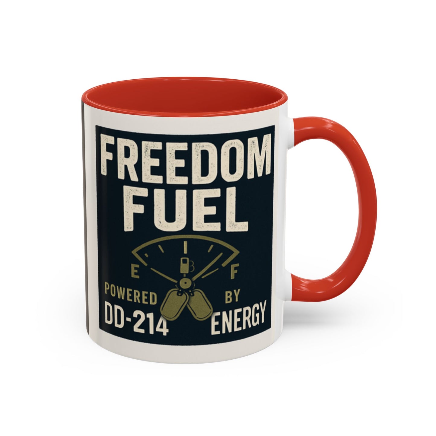 Freedom Fuel Coffee Mug - 11 & 15oz Black Accent Cup for Veterans and Energy Lovers