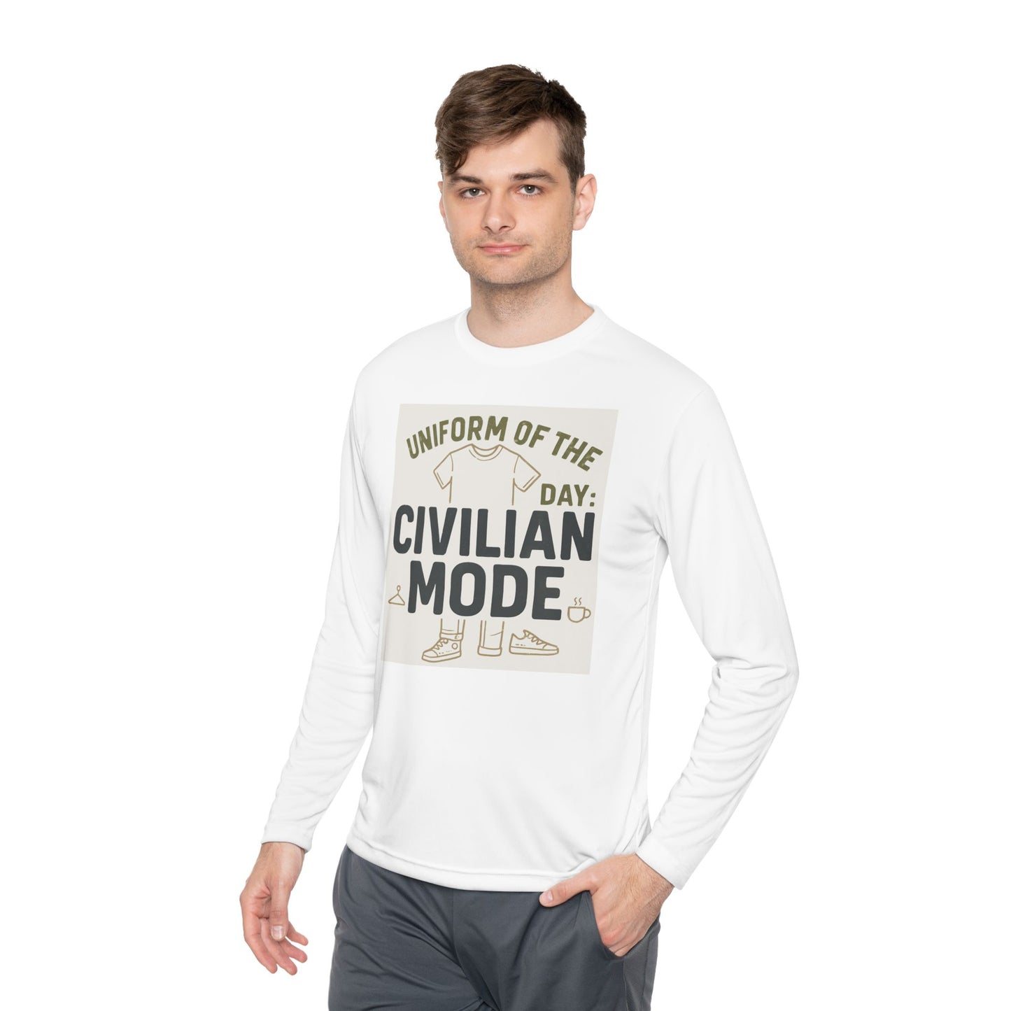 Unisex Lightweight Long Sleeve Tee - Civilian Mode Graphic T-Shirt