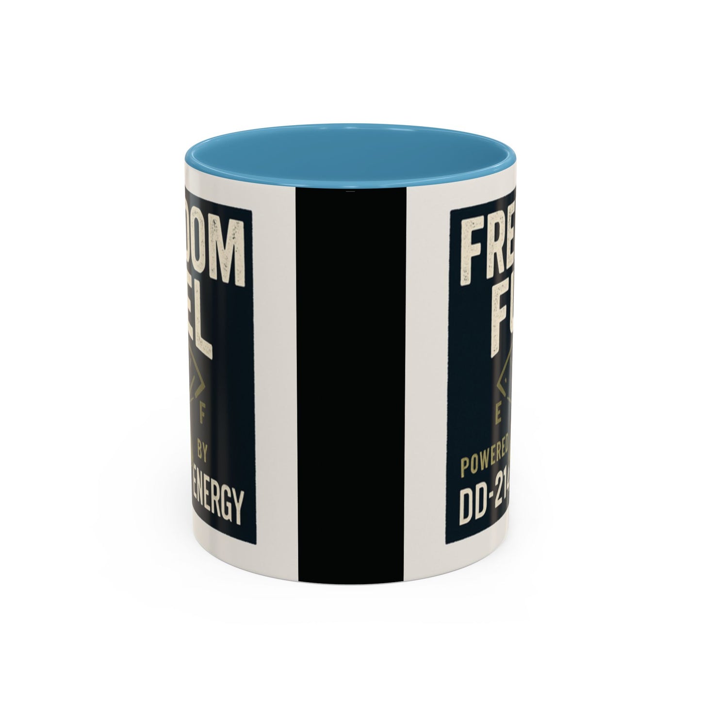 Freedom Fuel Coffee Mug - 11 & 15oz Black Accent Cup for Veterans and Energy Lovers