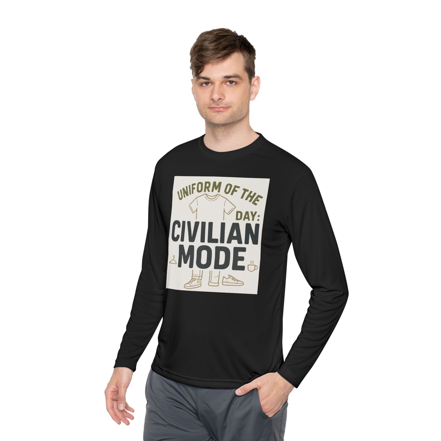 Unisex Lightweight Long Sleeve Tee - Civilian Mode Graphic T-Shirt