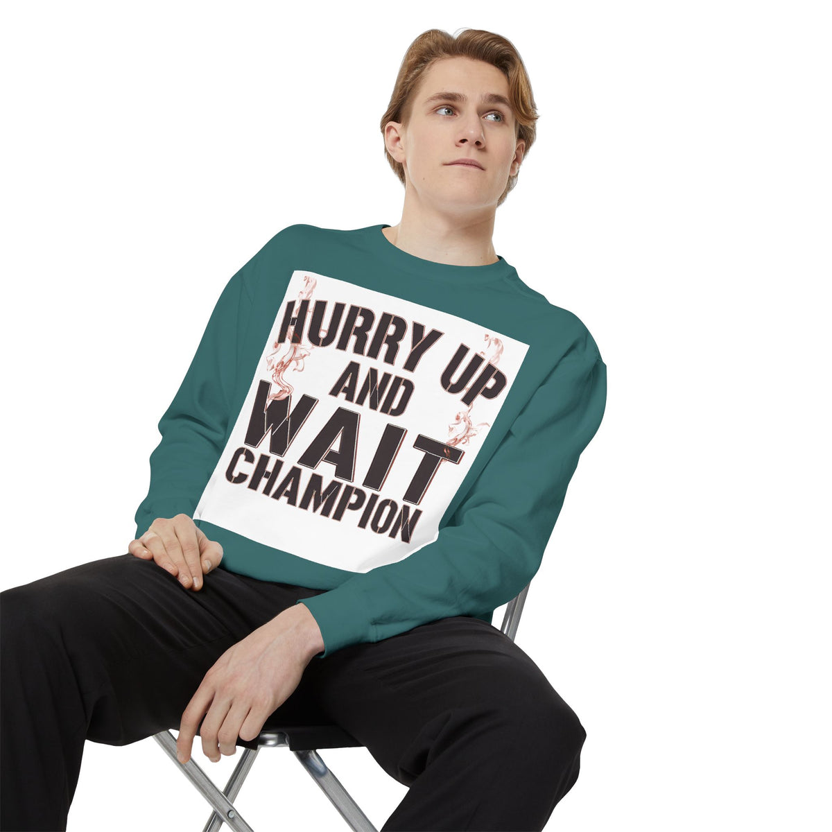 Hurry Up and Wait Sweatshirt — Vintage Camp Champion Crewneck
