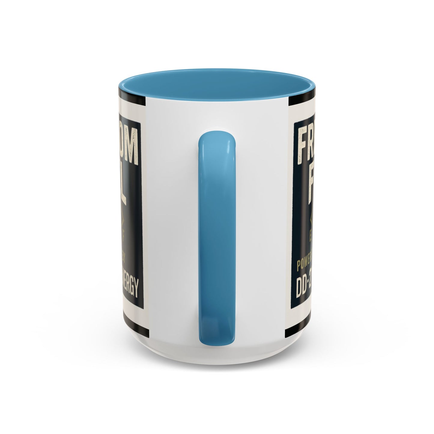 Freedom Fuel Coffee Mug - 11 & 15oz Black Accent Cup for Veterans and Energy Lovers