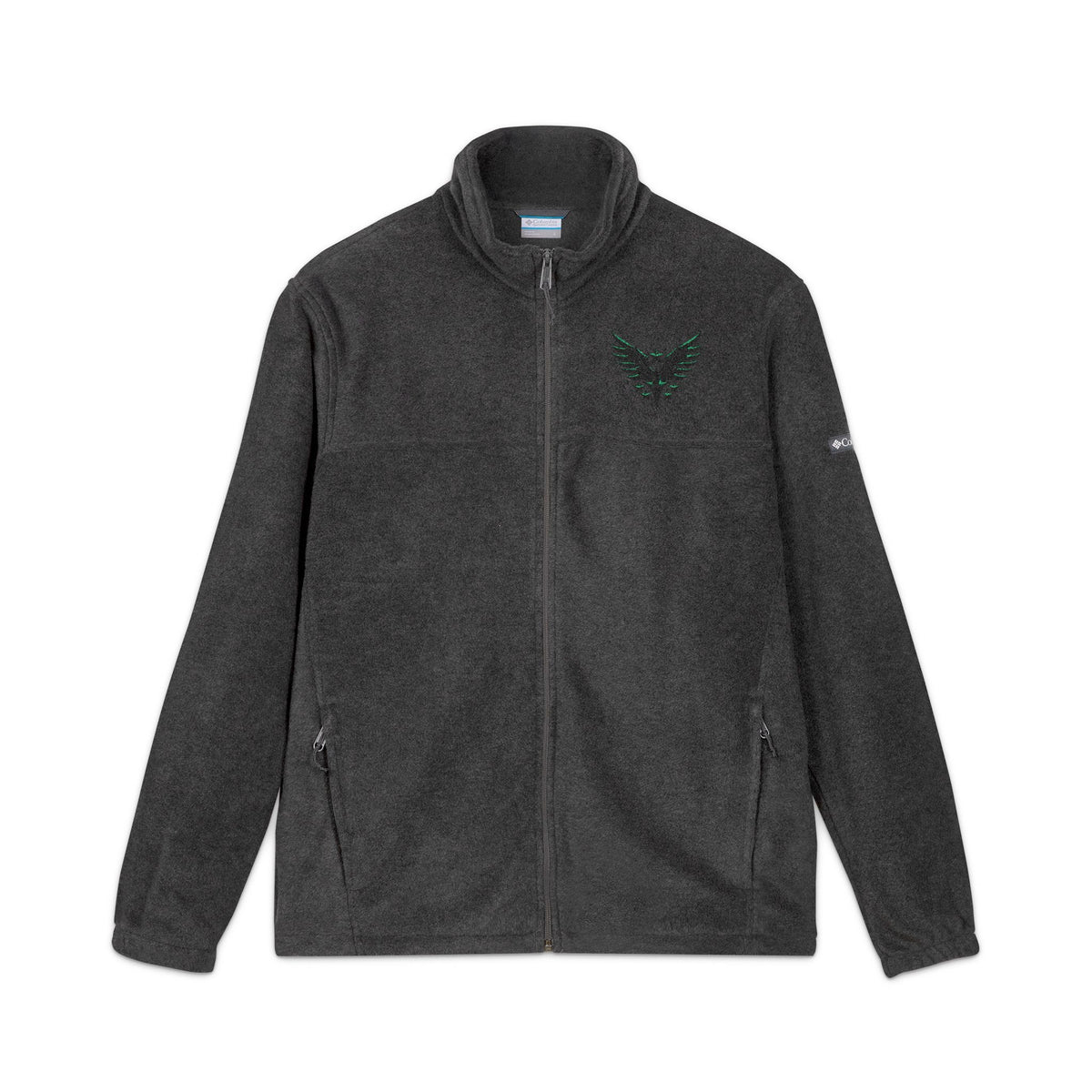 Embroidered Dark Grey Fleece Jacket — Subtle Leaf Chest Logo