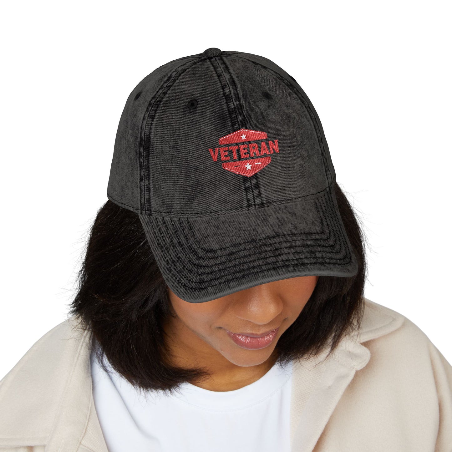 Veteran Kiss Embroidered Vintage Cap