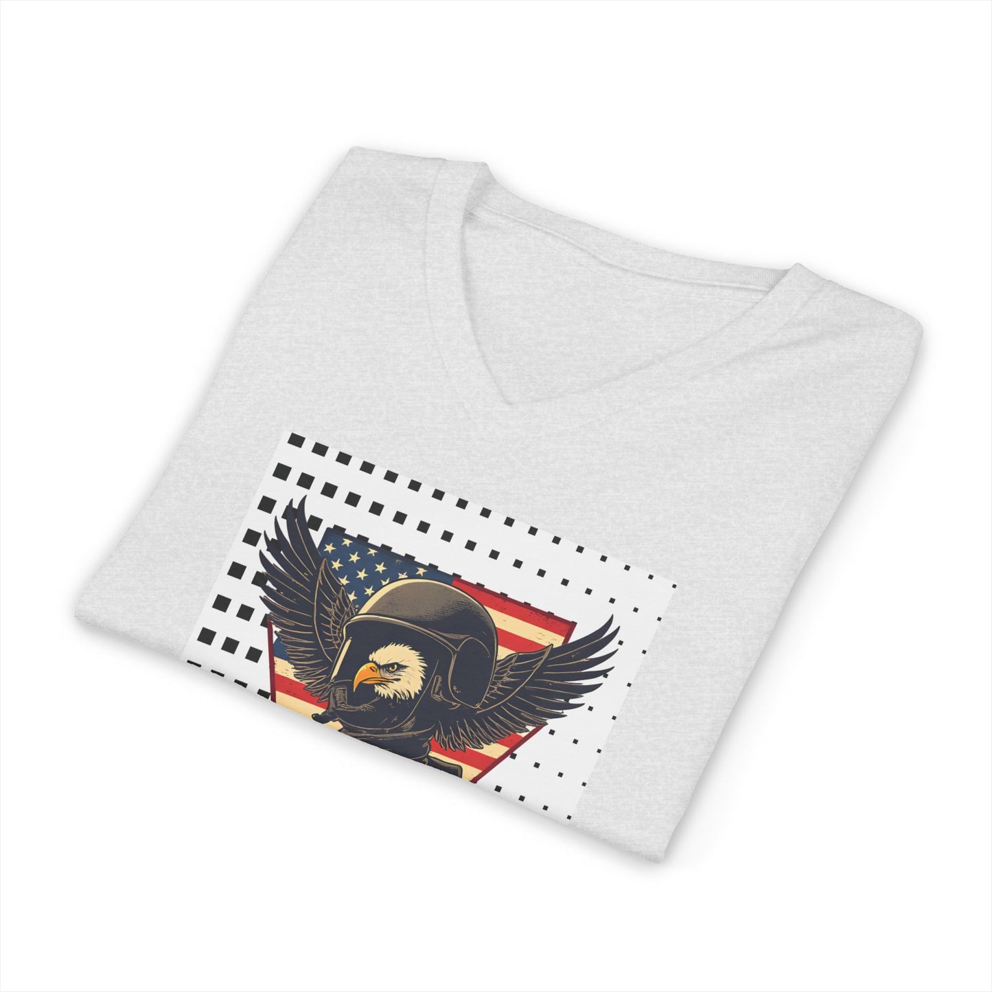 Vintage Eagle Graphic V-Neck Tee for Casual Style