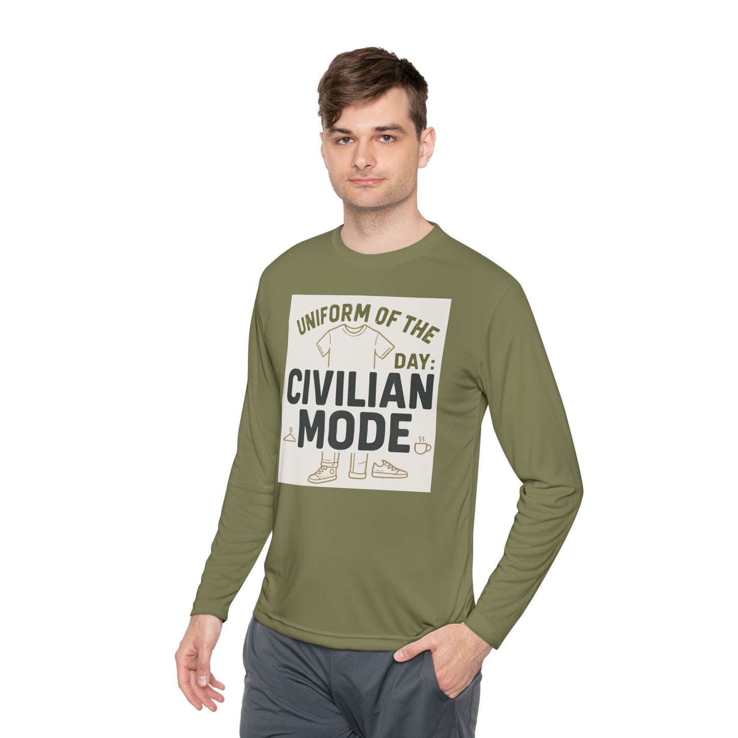 Unisex Lightweight Long Sleeve Tee - Civilian Mode Graphic T-Shirt