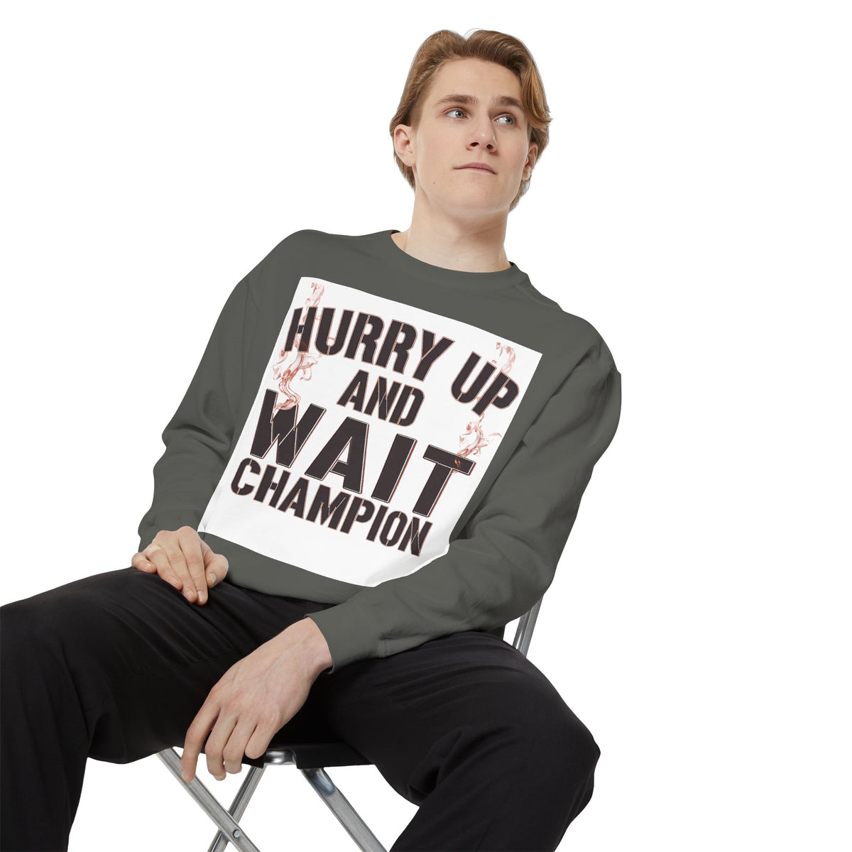 Hurry Up and Wait Sweatshirt — Vintage Camp Champion Crewneck
